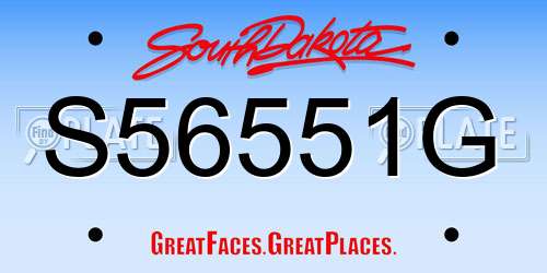 S56551G South Dakota License Plate