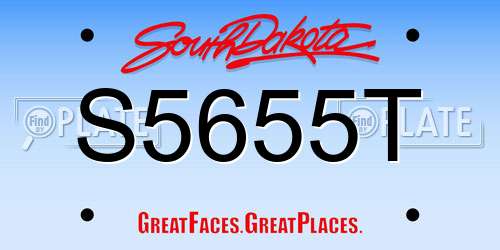 S5655T South Dakota License Plate