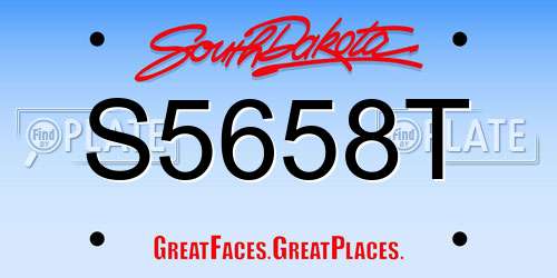 S5658T South Dakota License Plate
