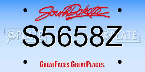 S5658Z South Dakota License Plate