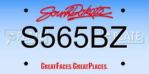 S565BZ South Dakota License Plate
