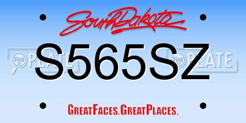 S565SZ South Dakota License Plate