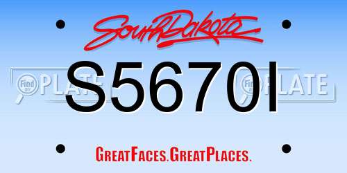 S5670I South Dakota License Plate