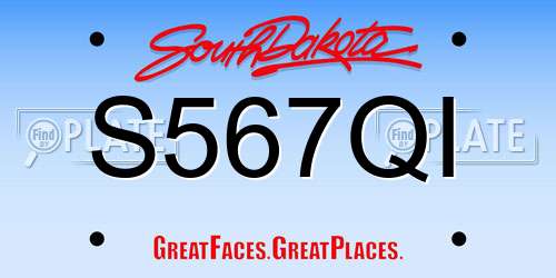 S567QI South Dakota License Plate