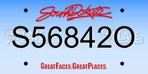 S56842O South Dakota License Plate