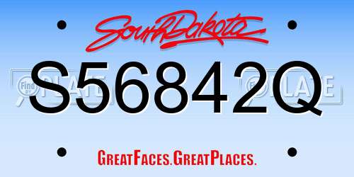 S56842Q South Dakota License Plate