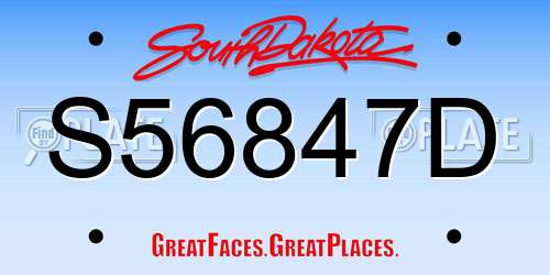 S56847D South Dakota License Plate