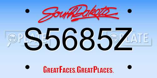 S5685Z South Dakota License Plate