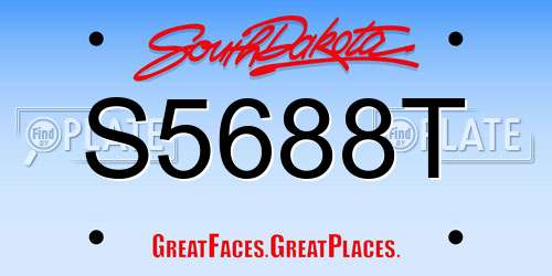 S5688T South Dakota License Plate