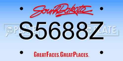S5688Z South Dakota License Plate