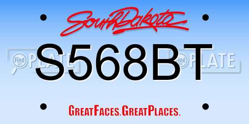 S568BT South Dakota License Plate