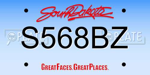 S568BZ South Dakota License Plate
