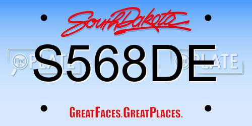 S568DE South Dakota License Plate