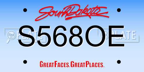 S568OE South Dakota License Plate