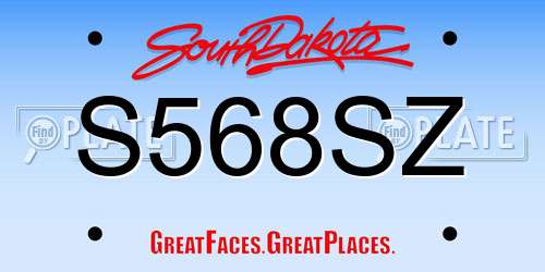 S568SZ South Dakota License Plate