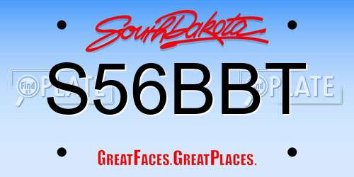 S56BBT South Dakota License Plate