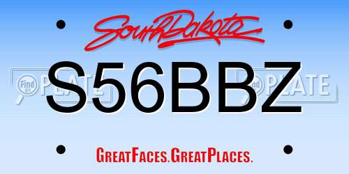 S56BBZ South Dakota License Plate