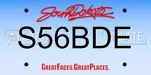 S56BDE South Dakota License Plate