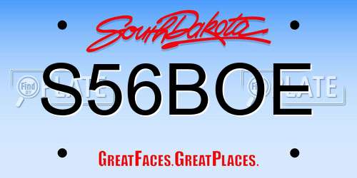 S56BOE South Dakota License Plate