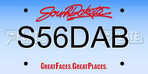 S56DAB South Dakota License Plate