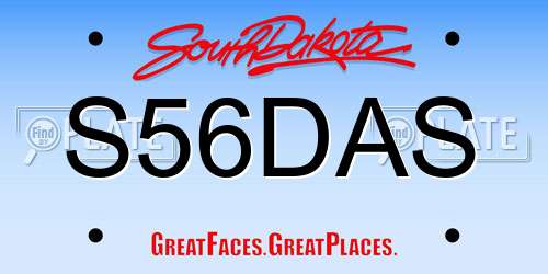 S56DAS South Dakota License Plate