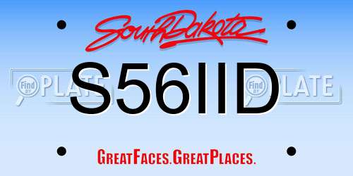 S56IID South Dakota License Plate