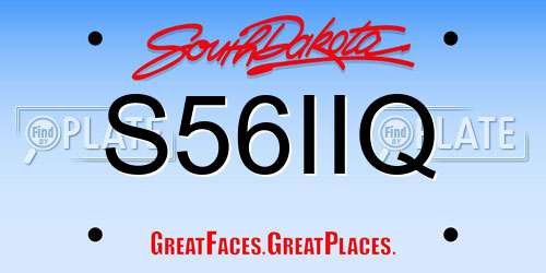 S56IIQ South Dakota License Plate