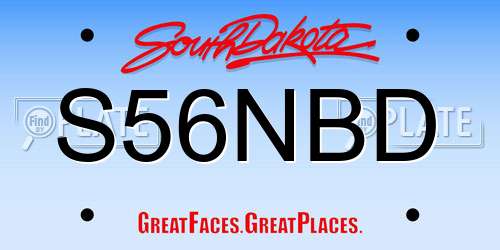S56NBD South Dakota License Plate
