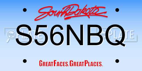 S56NBQ South Dakota License Plate