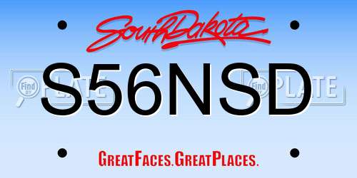 S56NSD South Dakota License Plate