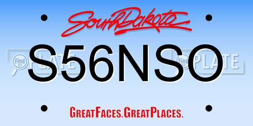 S56NSO South Dakota License Plate