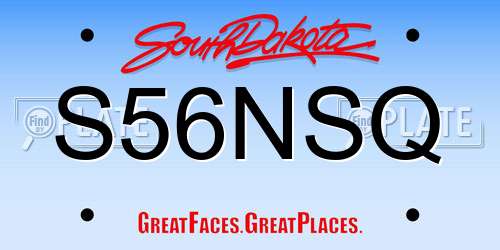 S56NSQ South Dakota License Plate