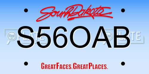 S56OAB South Dakota License Plate