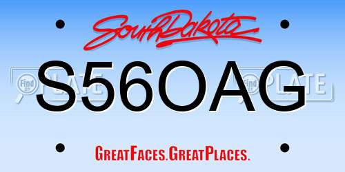 S56OAG South Dakota License Plate
