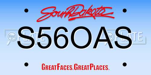 S56OAS South Dakota License Plate