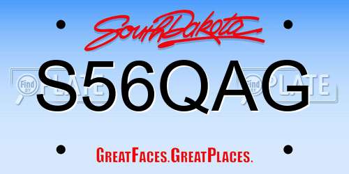 S56QAG South Dakota License Plate