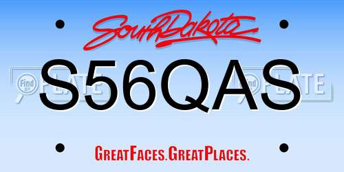 S56QAS South Dakota License Plate