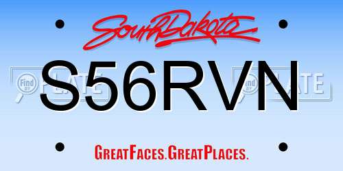 S56RVN South Dakota License Plate
