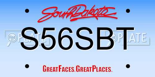 S56SBT South Dakota License Plate