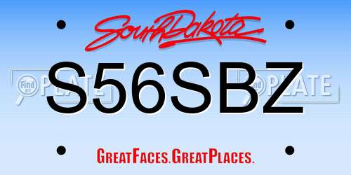 S56SBZ South Dakota License Plate