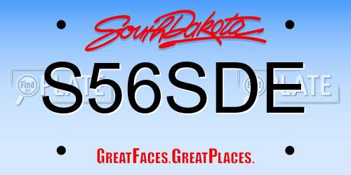 S56SDE South Dakota License Plate