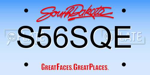 S56SQE South Dakota License Plate