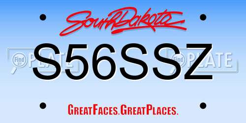 S56SSZ South Dakota License Plate