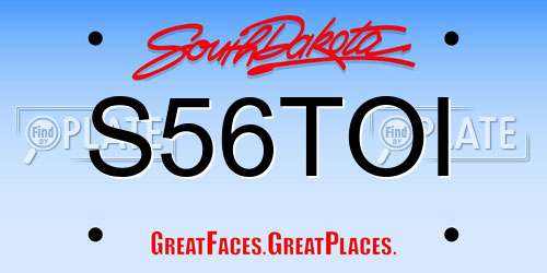 S56TOI South Dakota License Plate