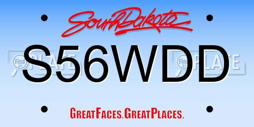 S56WDD South Dakota License Plate