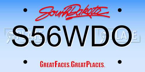 S56WDO South Dakota License Plate