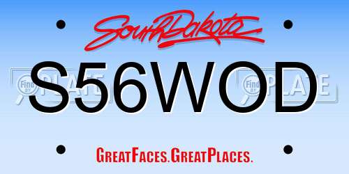 S56WOD South Dakota License Plate