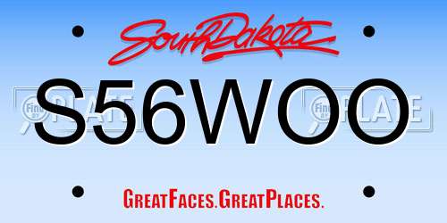 S56WOO South Dakota License Plate