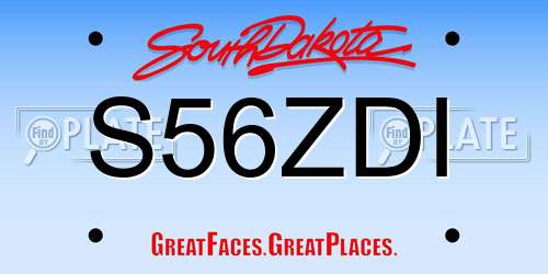 S56ZDI South Dakota License Plate