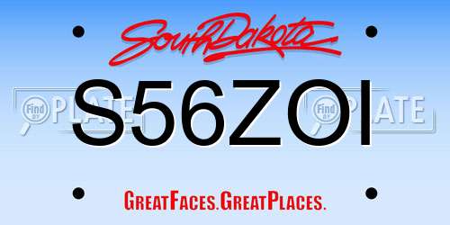 S56ZOI South Dakota License Plate